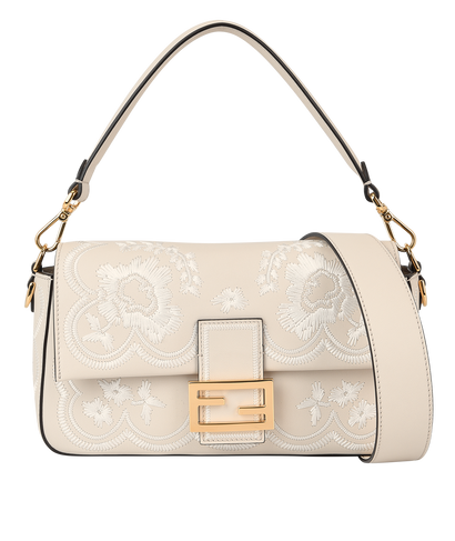 Embroidered Camelia Baguette, front view